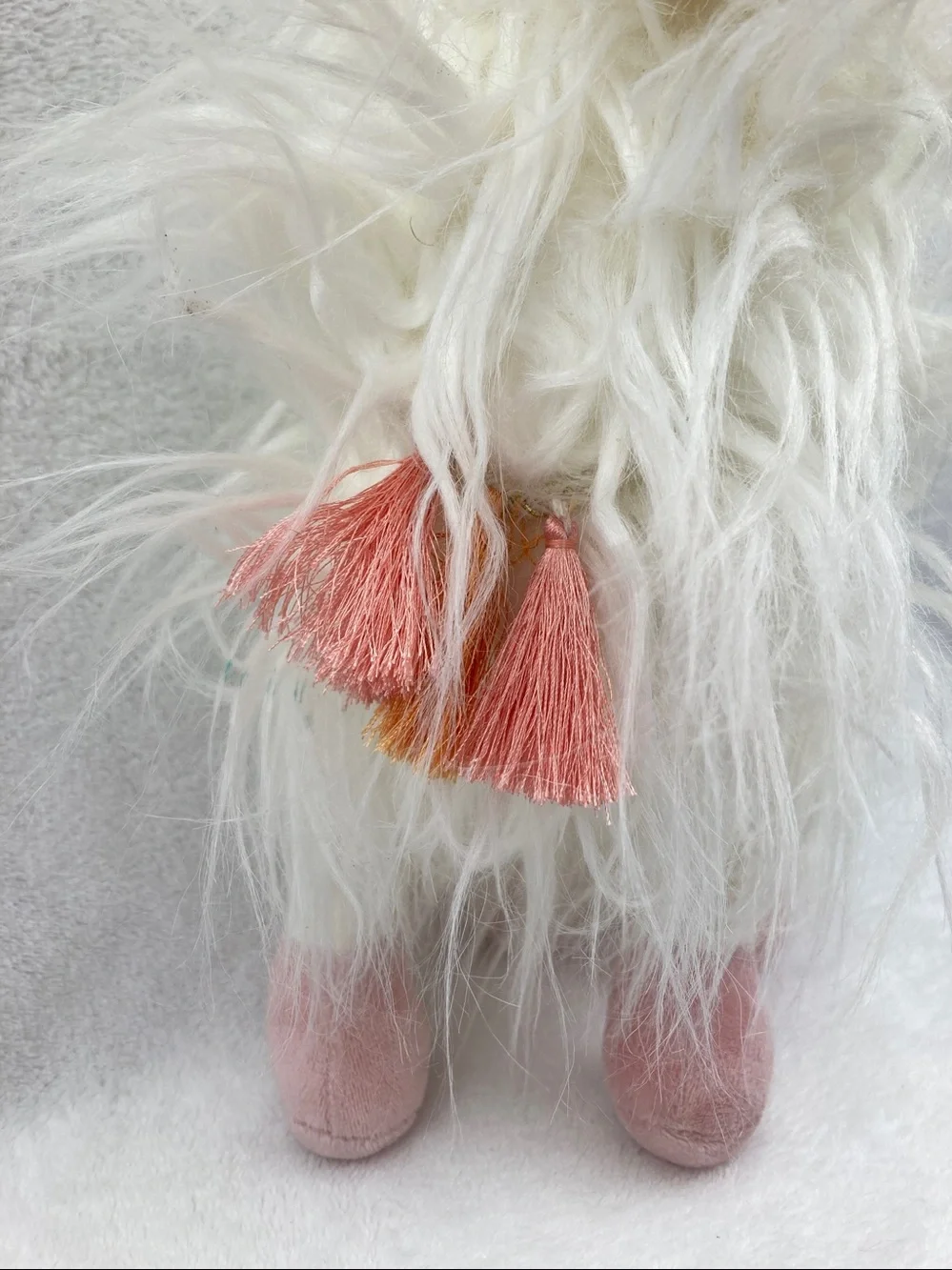 PIER 1 Llamacorn Stuffed Plush Animal Giselle Furry Llama & Unicorn White 16”